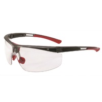 Honeywell Adaptec Safety Glasses.Black/Red Colour, Lens: Clear, 4A+ Coating (1030759AN)