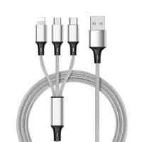 Charge Cable 3-in-1 USB to USB C, USB Micro, & Iphone. 1 Metre
