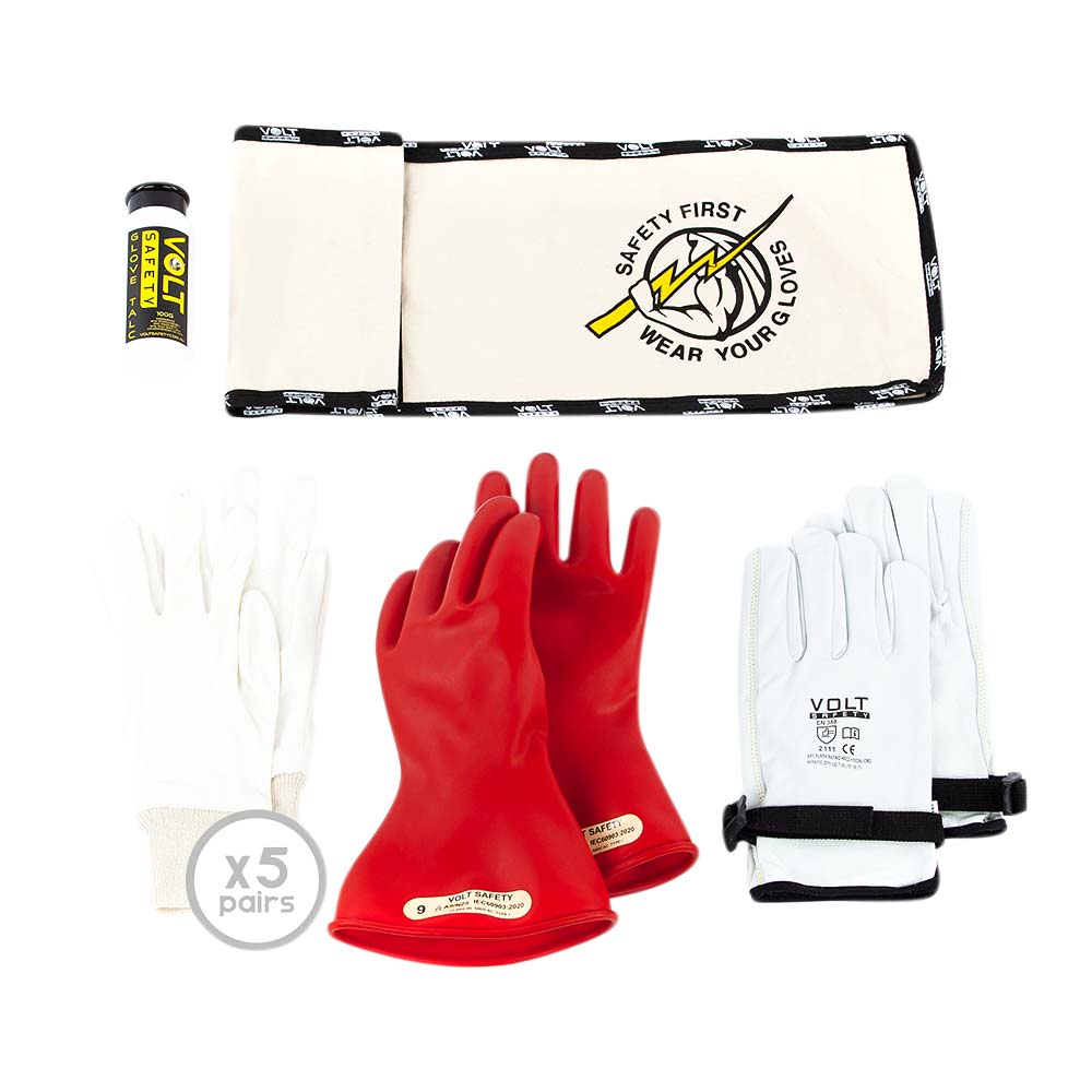 Volt Safety Electrical Insulated Glove Kit Class 00 Size 09 500V