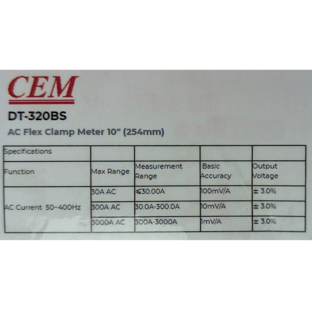 CEM DT-320BS AC Flex Clamp Meter