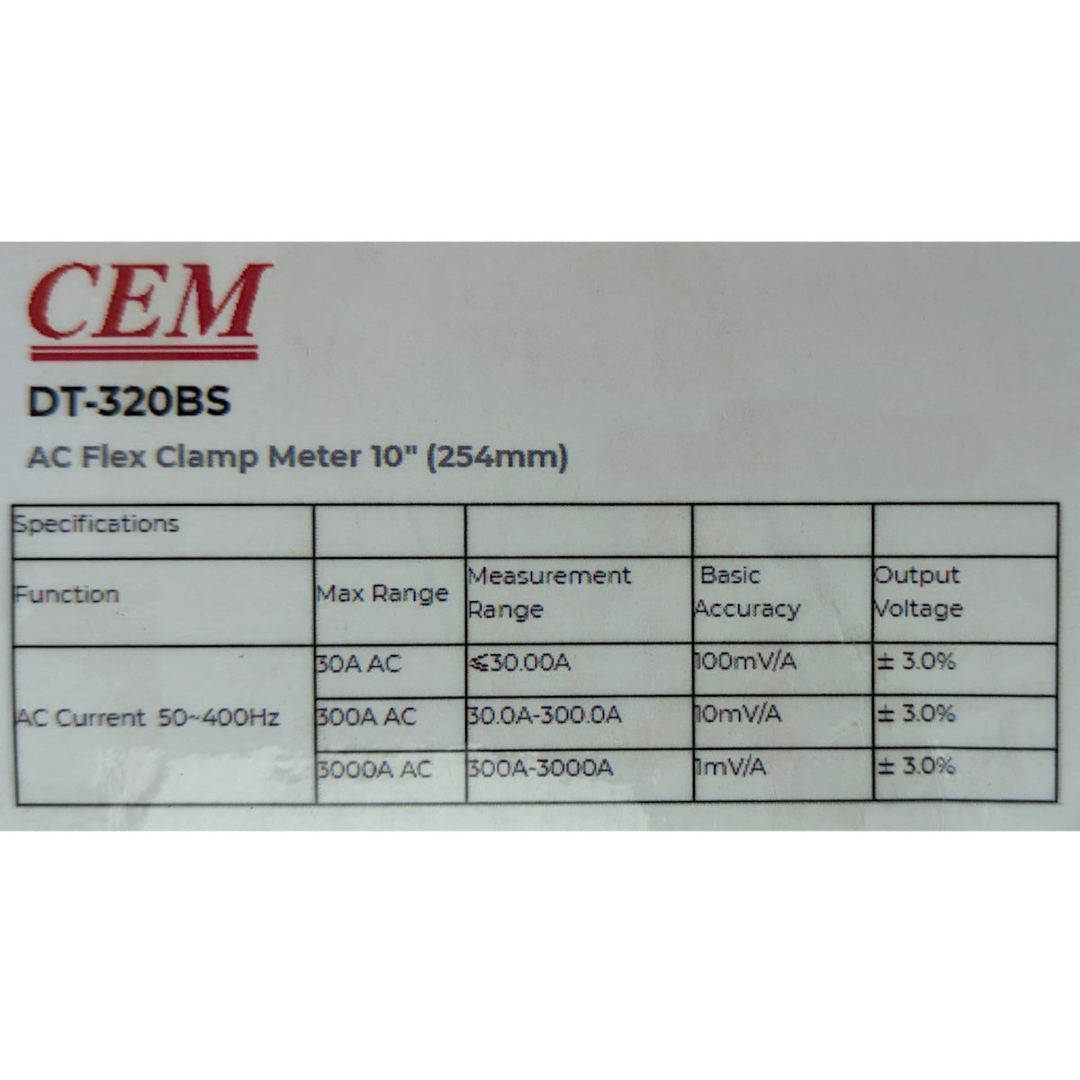 CEM DT-320BS AC Flex Clamp Meter