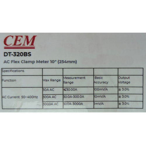 CEM DT-320BS AC Flex Clamp Meter - product view 2