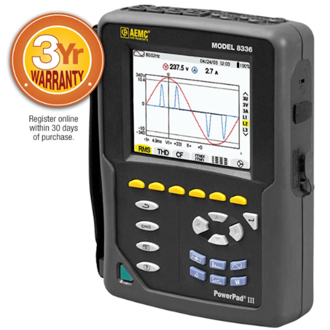 AEMC PowerPad III 8336 3-Phase Power Quality Analyzer