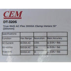 CEM DT-320S 300A True RMS AC Flex Clamp