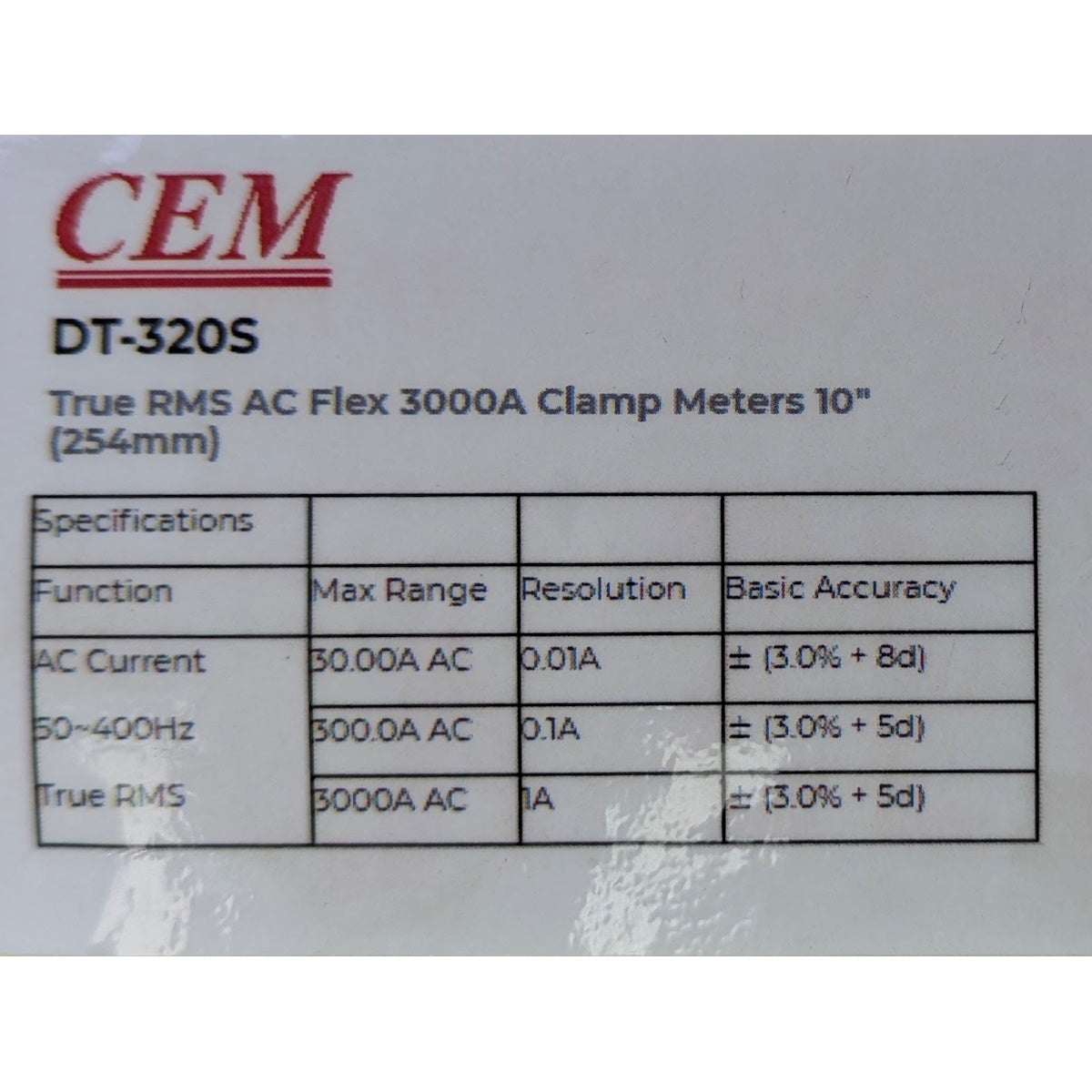 CEM DT-320S 300A True RMS AC Flex Clamp