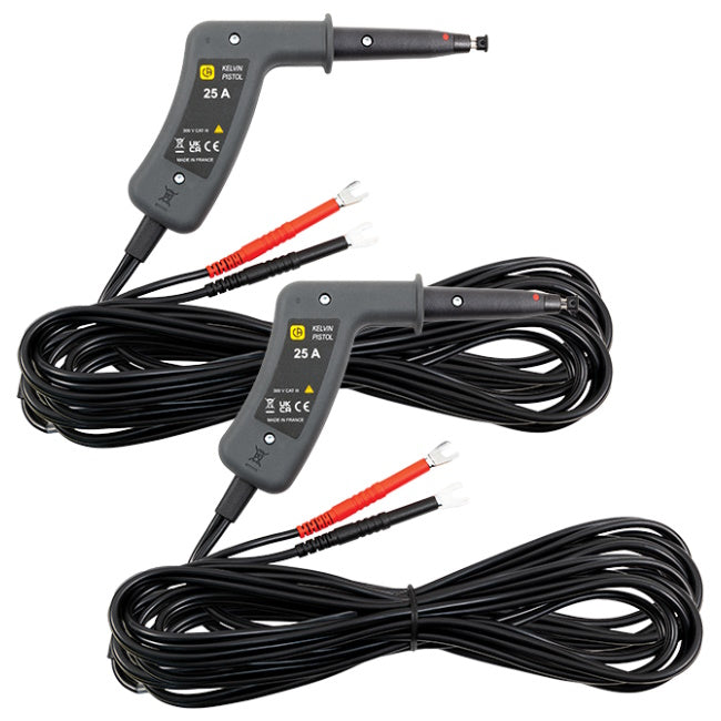 AEMC Pistol-Grip Kelvin Probes, 20 ft, 25 A, Spring-Loaded Kelvin Probes