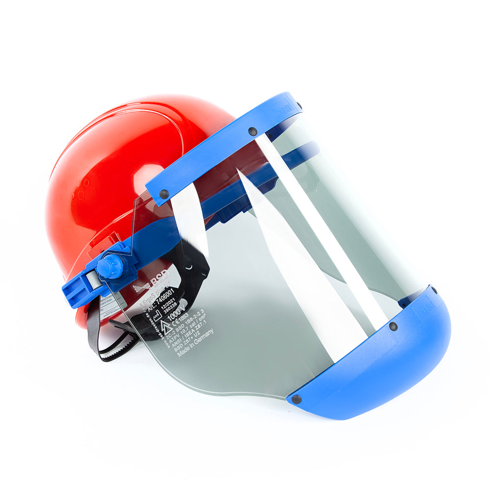 BSD Arc flash Face shield and Red Helmet HRC2 10.7cal/cm2