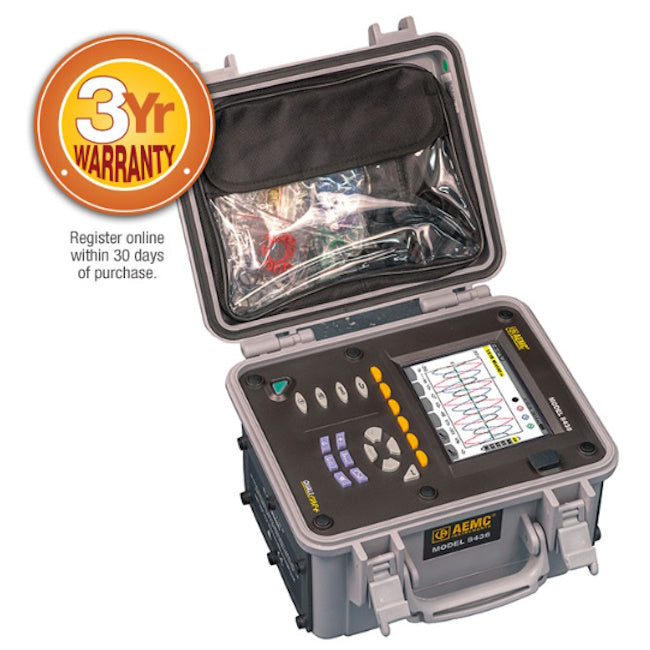 AEMC PowerPad 8436 w/4 196A-24-BK 3-Phase Power Quality Analyzer